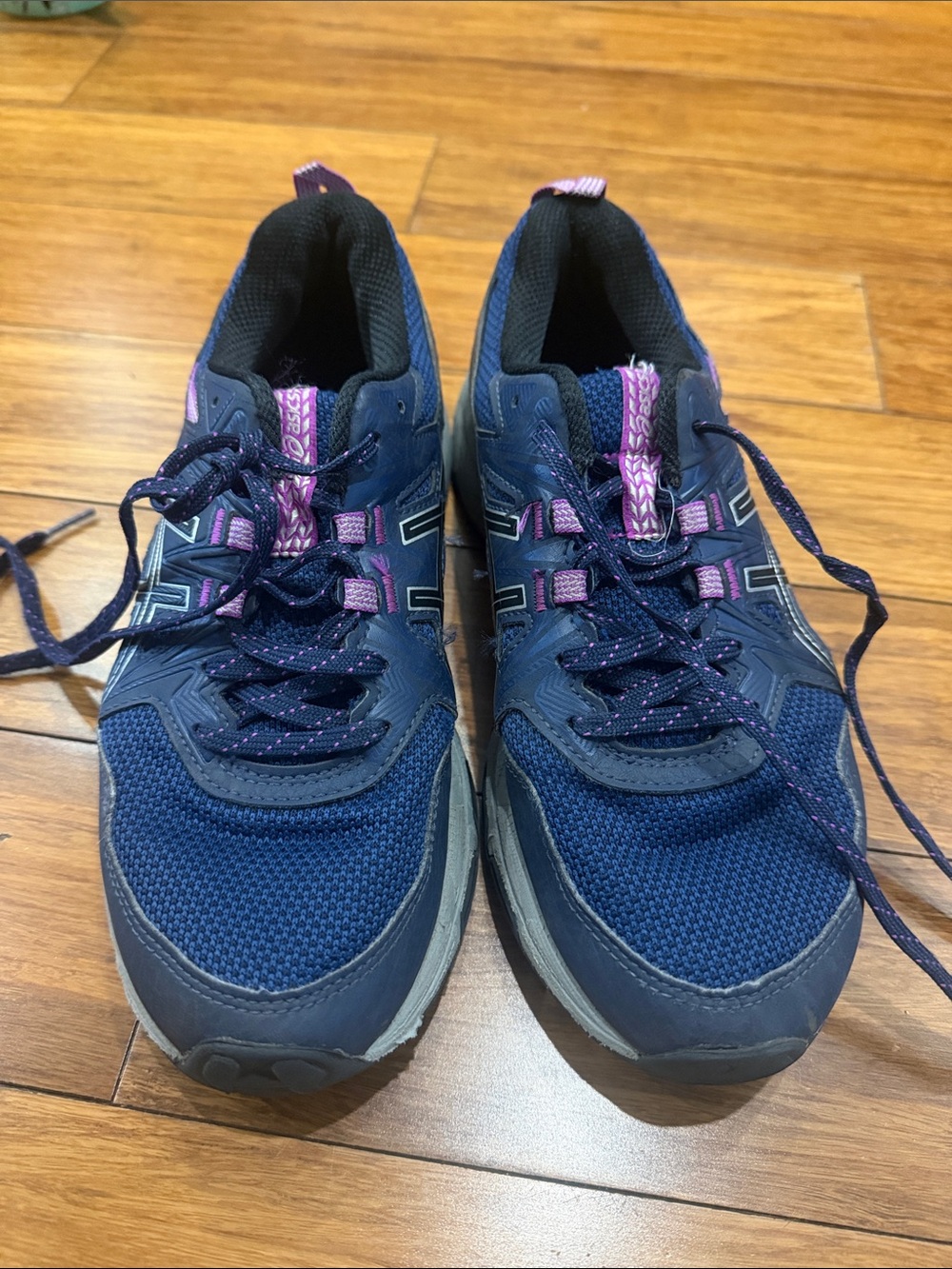 Asics Navy and Purple Trail Running Sneakers - Picture 2 of 5